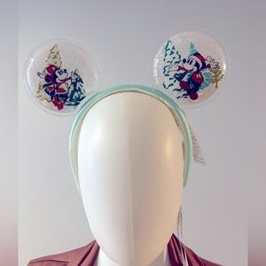 Disney Parks Mickey and Minnie Festive Snow Globe Ears Headband